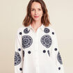 chemise en coton brodée manches longues ecru femme