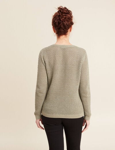 Pull manches longues col en V vert clair femme