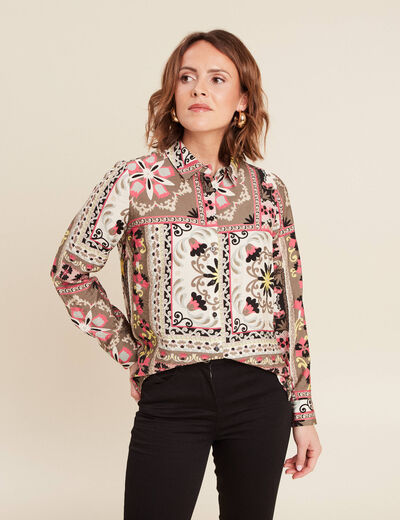 Chemise manches longues multicolore femme