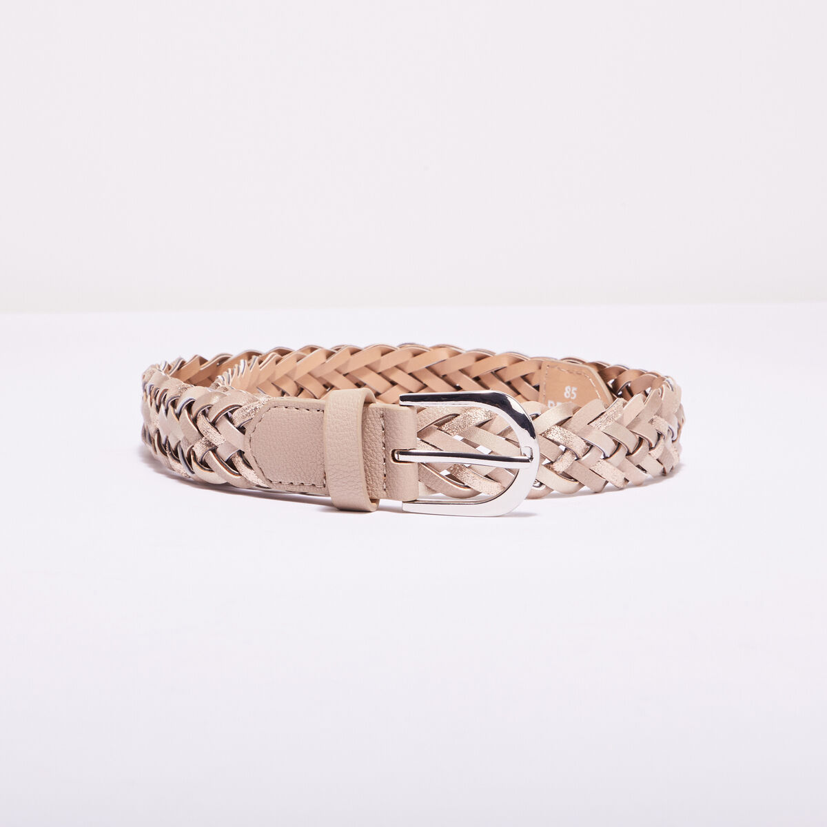 Ceinture tressée irisée beige femme