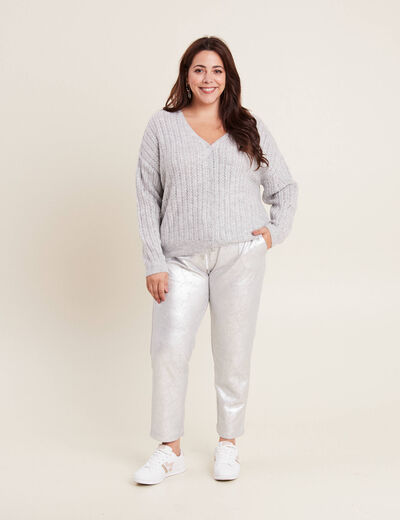 Gilet manches longues 2-en-1 gris clair femme