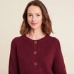 Gilet droit mi-long col rond bordeaux femme