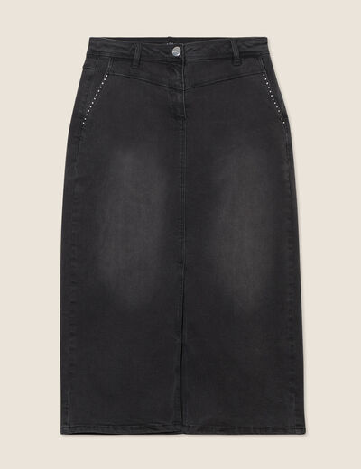 Jupe crayon en jean denim gris femme