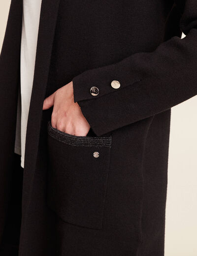 Gilet col ch&acirc;le noir femme