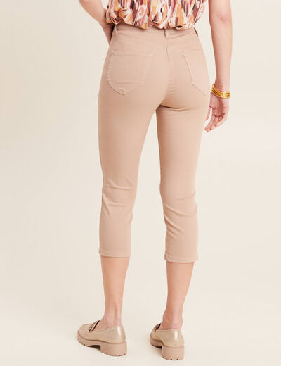 Pantacourt droit taille standard sable femme