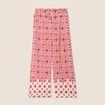 Pantalon large taille haute rose femme