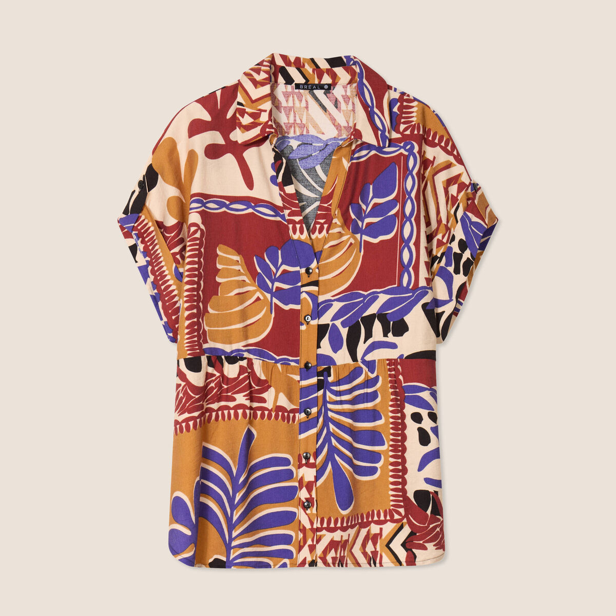 Chemise ample manches courtes multicolore femme