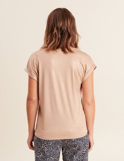 T-shirt manches courtes couleur or femme