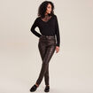 Pantalon ajusté couleur bronze femme