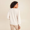 Sweat duveteux col rond manches longues creme femme