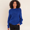 Pull droit col montant manches longues bleu electrique femme