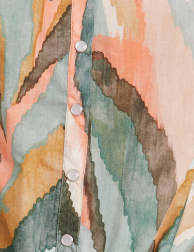 Chemise manches courtes nouée multicolore femme