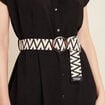 Robe chemise droite ceinturée noir femme