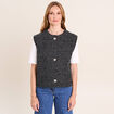 Gilet tweed droit court sans manches noir femme