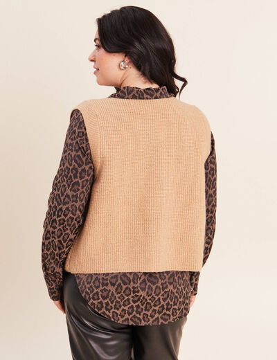 Gilet sans manches marron femme