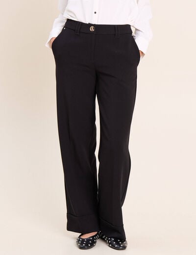 Pantalon taille haute fluide noir femme