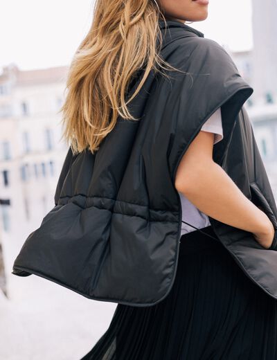 Poncho coupe ample noir femme