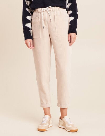 Pantalon coupe mom en velours sable femme