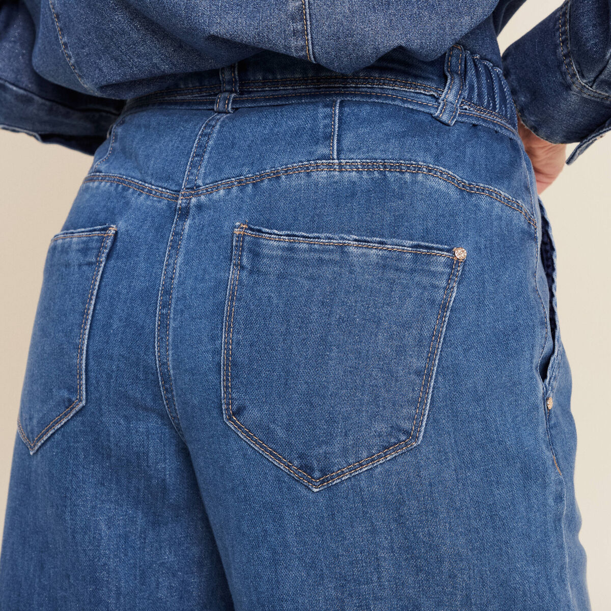 Jean coupe large avec cordon denim double stone femme