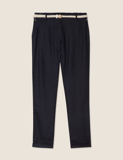 Pantalon flou ceinturé noir femme