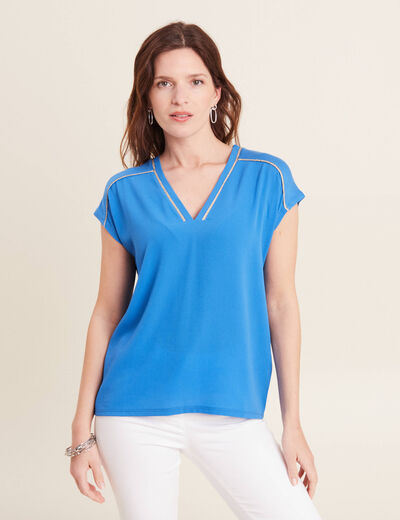 T-shirt manches courtes bleu femme