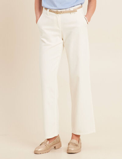 Pantalon droit taille basculée ecru femme