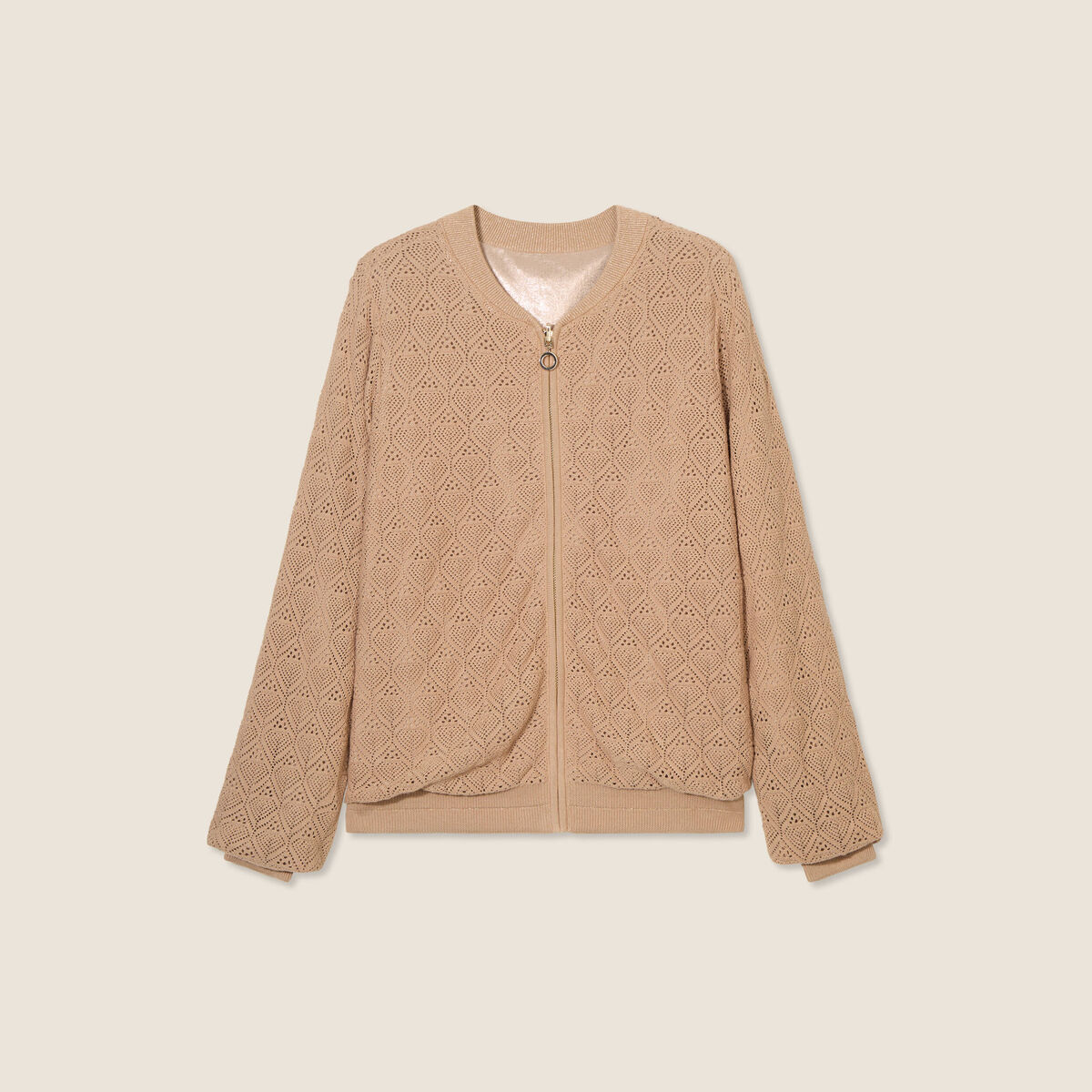 Gilet réversible ajouré sable femme
