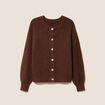 Gilet col rond marron fonc&eacute; femme