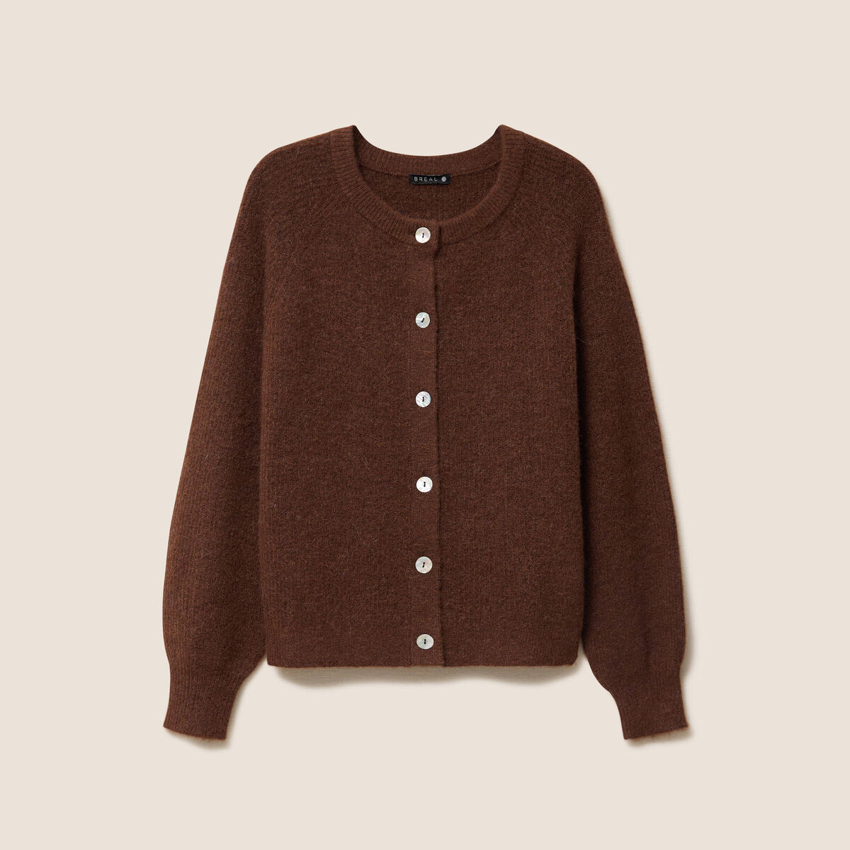 Gilet col rond marron fonc&eacute; femme