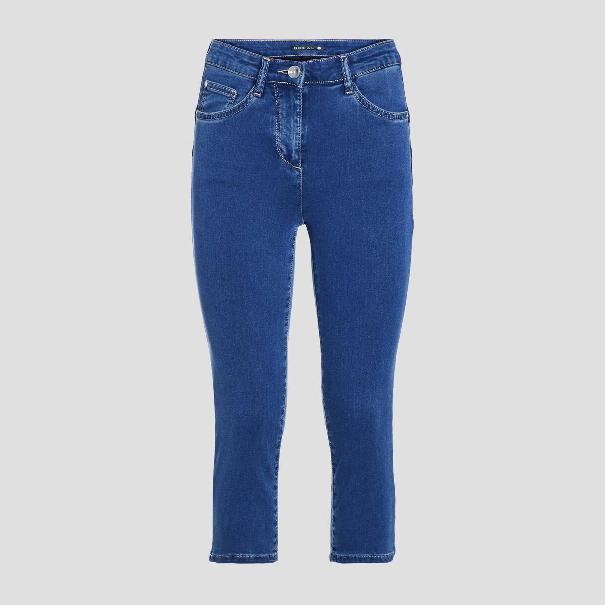 Pantacourt droit taille standard denim double stone femme
