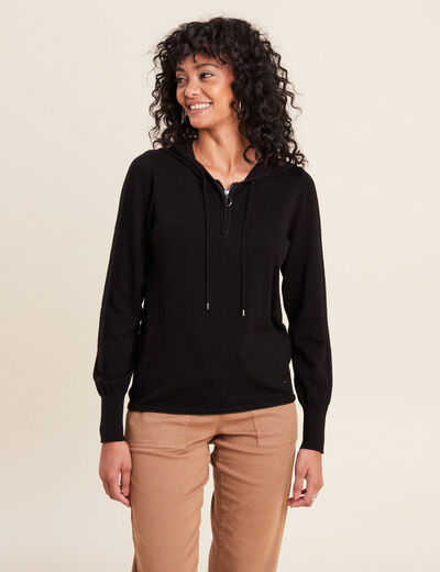 Pull manches longues noir femme