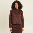 Veste col montant doubl&eacute;e marron fonc&eacute; femme