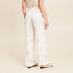 Pantalon large taille haute beige femme