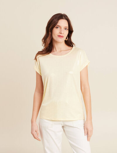 T-shirt manches courtes jaune clair femme