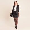 Veste cintr&eacute;e col ch&acirc;le manches 3/4 noir femme