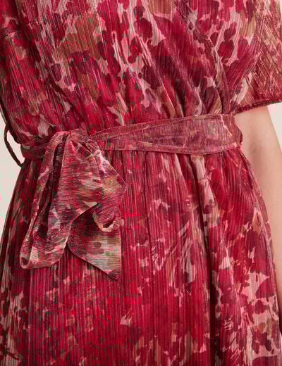 Robe longue portefeuille rose cerise femme