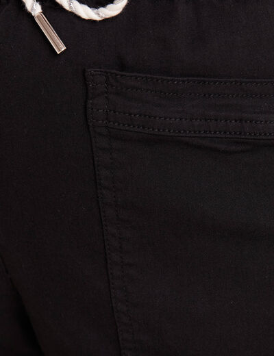 Pantalon coupe droite à coulisse noir femme