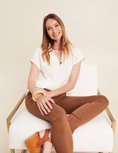 Blouse manches courtes ecru femme
