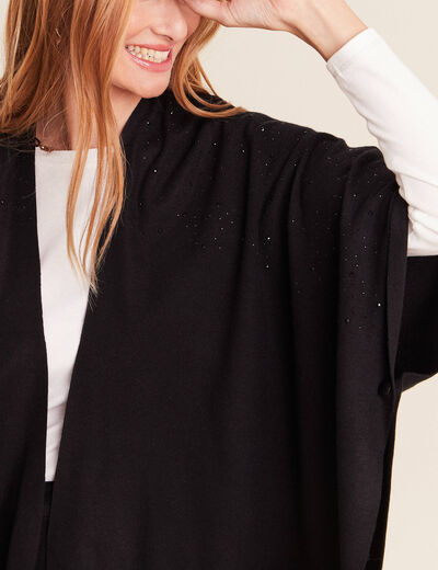 Poncho avec strass noir femme