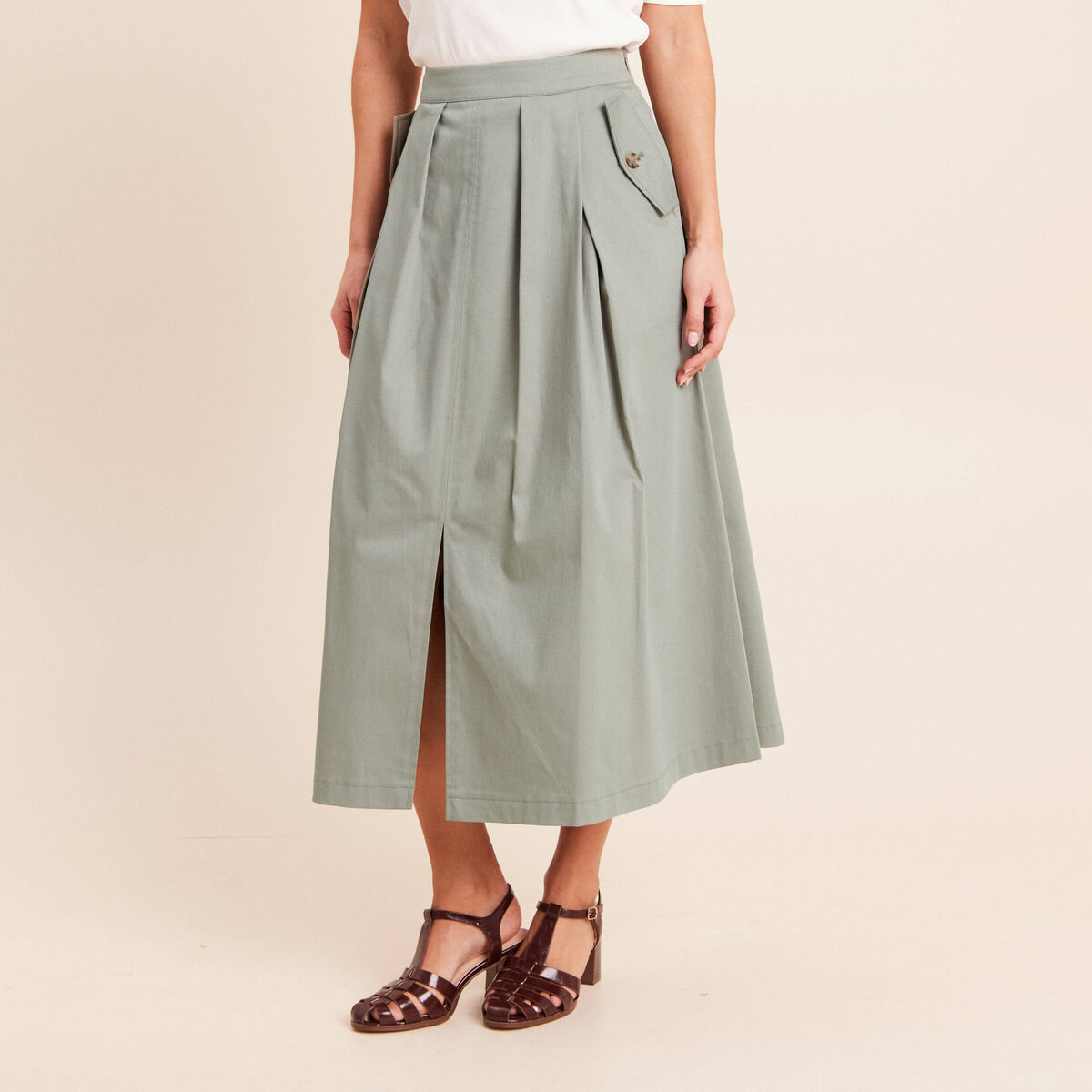 Jupe doubl&eacute;e vert clair femme