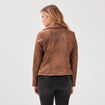 Veste esprit motard zipp&eacute;e marron fonc&eacute; femme