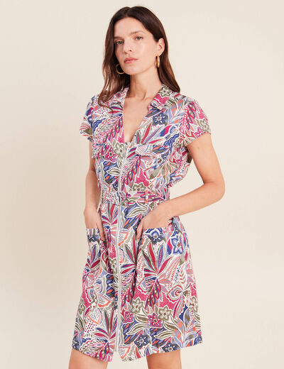 Robe droite zipp&eacute;e mauve femme