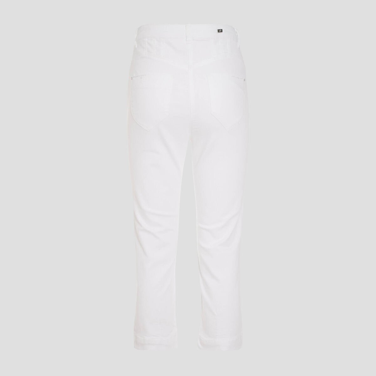Pantacourt droit taille haute blanc femme