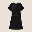 Robe courte &eacute;vas&eacute;e col rond 2 en 1 noir femme