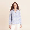 Blouse ample manches longues brod&eacute;e bleu ciel femme