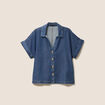 Chemise col chemise manches courtes denim double stone femme