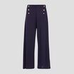 Pantalon coupe large &agrave; pont bleu fonc&eacute; femme