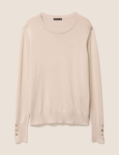 Pull col rond bas resserré couleur or femme