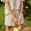 Short taille haute beige fonce femme
