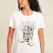 T-shirt cintré court manches courtes ecru femme